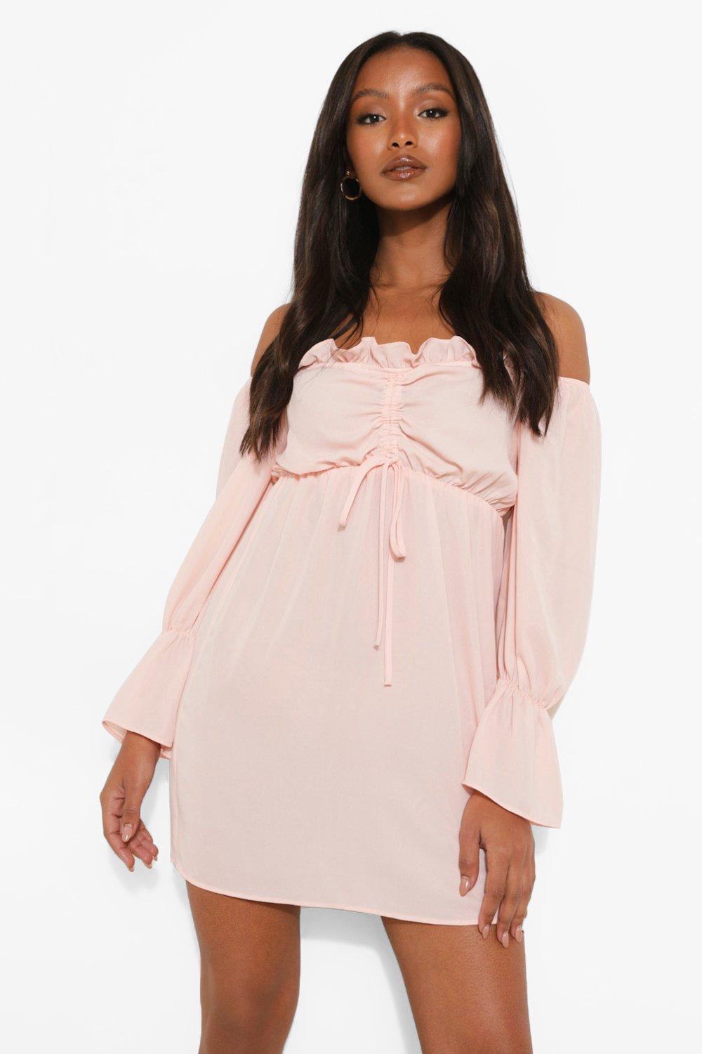 Pale pink bardot top dress